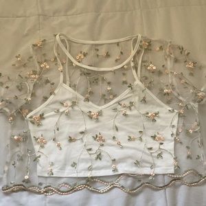 White sheer crop top